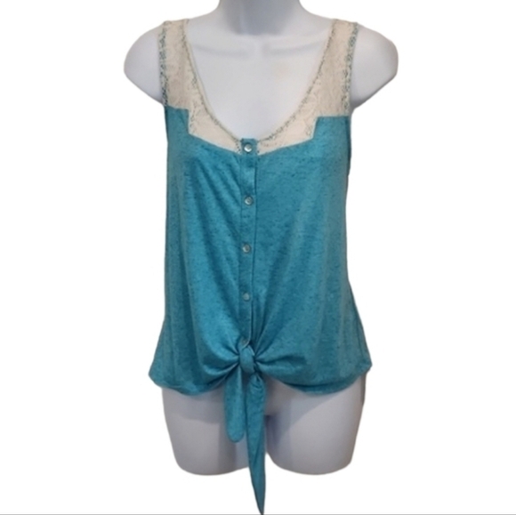 Mossimo Lace Accent Knot Front Top - Picture 1 of 6